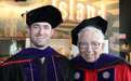 Class of 2022 valedictorian Brian Fischer '22 and his grandfather Louis J. Castellano, Jr., '95