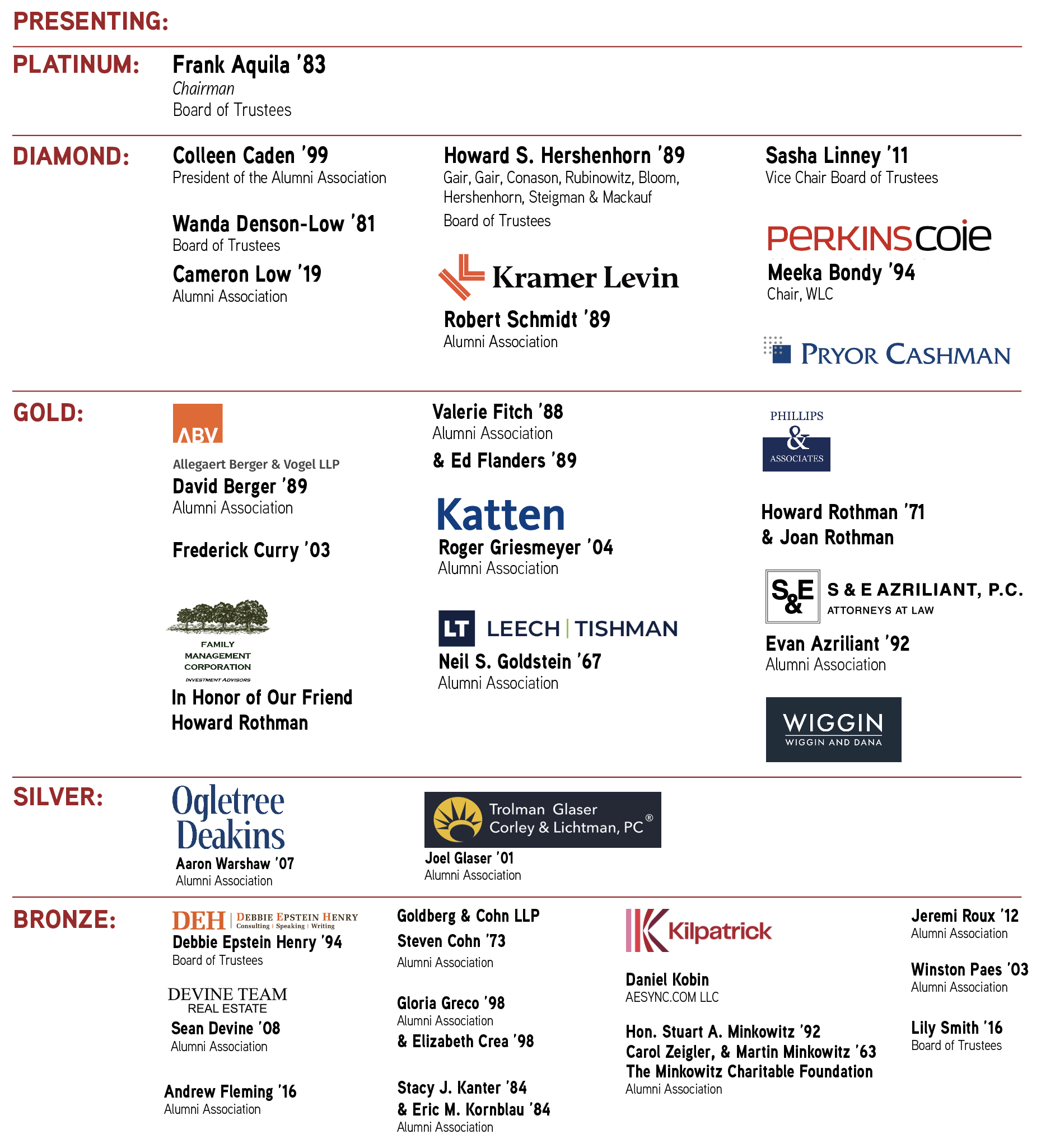 Sponsors as of 2/20/25